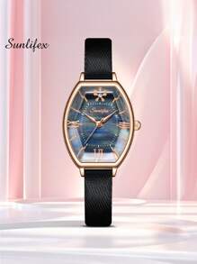 Shein - Women's Jewelry Watch Simple And Versatile Retro Watch Women's Barrel-shaped Belt Watch