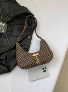 Shein - 1pc Solid Color New Glossy Women's Underarm Bag