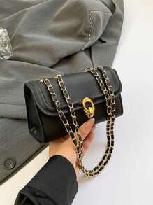 Shein - 1pc Women's Elegant Pu Leather One Shoulder Crossbody Square Bag