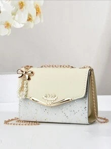 Shein - Planee Bow And Artificial Pearl Decorated Square Bag