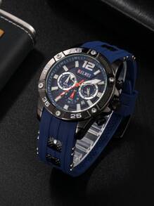 Shein - Keiwei Sports Casual Quartz Chronograph Silicone Strap Waterproof