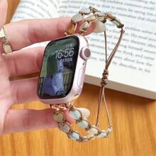 Shein - 1pc Natural Stone Heart-shaped Handmade Braided Bracelet