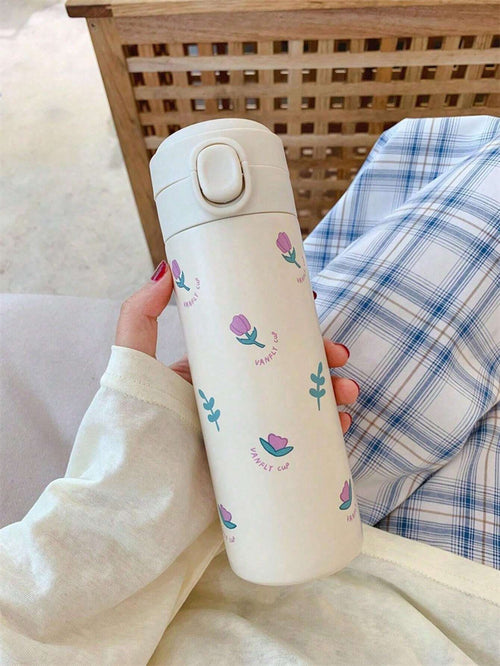 Shein - Pea Flower Pattern Thermal Mug