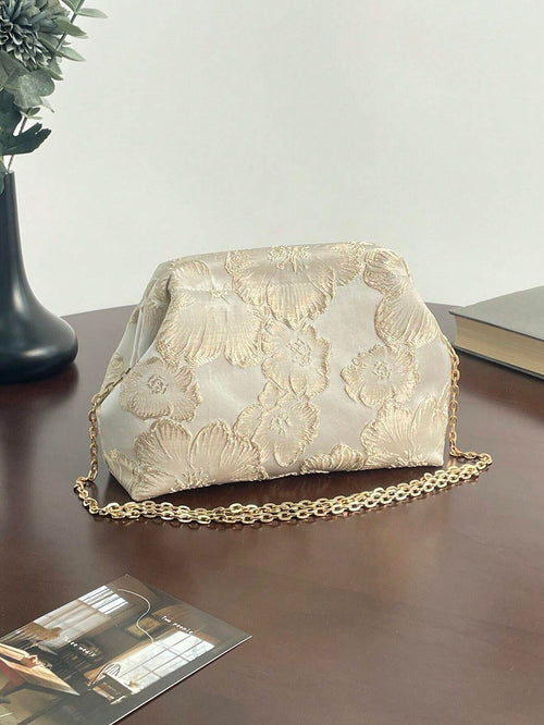 Shein - 1 Pc Casual Fashionable Glamorous Flower Pattern Women's Clutch Bag