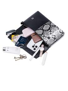 Shein - The Pattern Is Cut Randomly With The Fabric1 Piece Pu Crocodile Pattern Women's Crossbody Bag