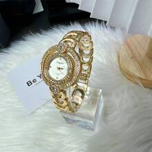 Shein - 1pc New Ladies Fashion Luxury Watches Steel Stainless Chain Quartz Wristwatch