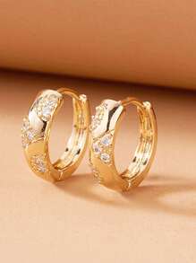 Shein - 1 Pair Fashionable French Cubic Zirconia Stud Earrings