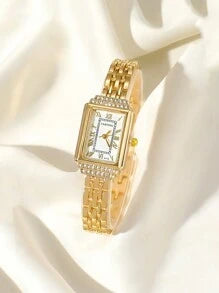 Shein - Caryino Caryino 1pc Women's Gold Stainless Steel Strap Watch