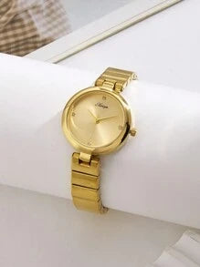 Shein - Xiviya 1pc Women's Classic Steel Band Watch With Simple Moonlight Dial