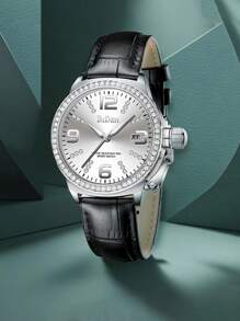 Shein - Biden 1pc Women's Watches, Leather Casual Waterproof Quartz Watches