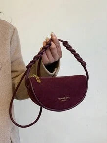 Shein - Autumn And Winter Fashion All-match New Suede Crossbody Crescent Bag