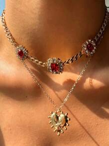 Shein - 1pc Fashionable Vintage Luxurious Sparkling Elegant High-end Pendant