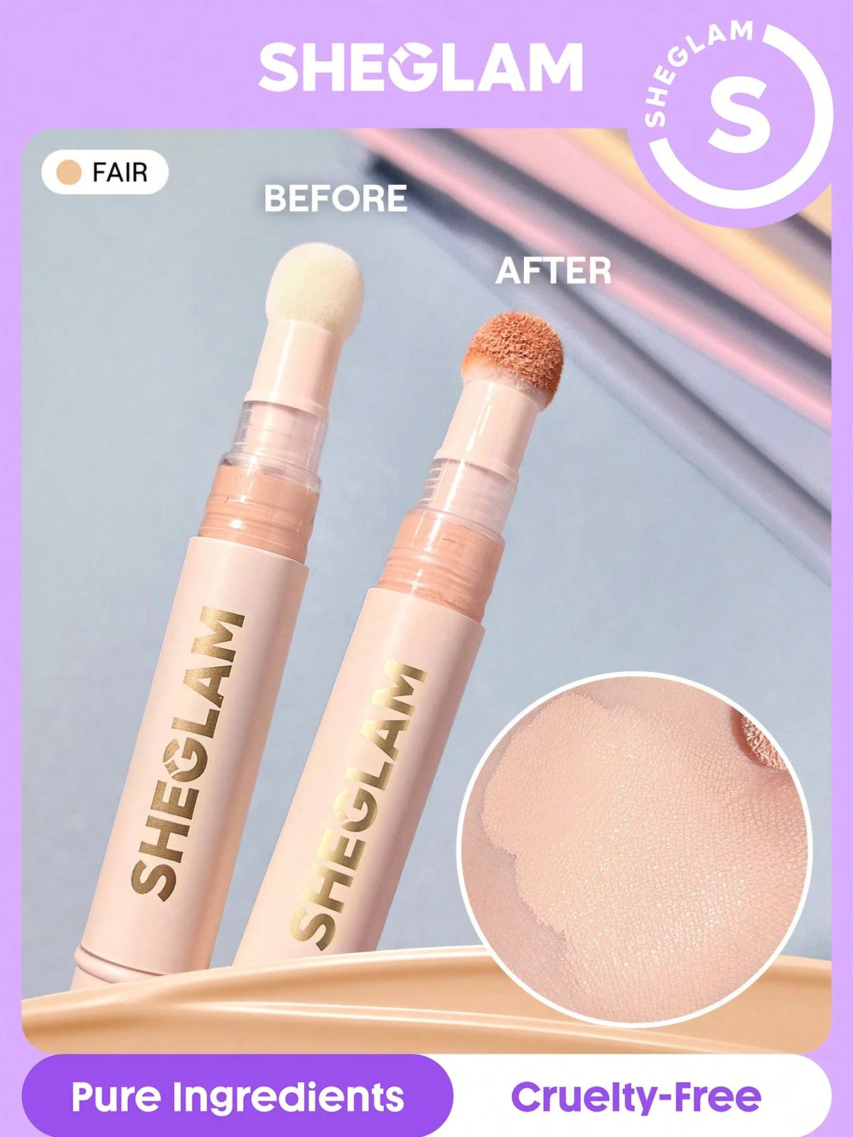 Shein Sheglam - Complexion Boost Concealer-fair Sponge-head Applicator Matte Liquid Concealer Long
