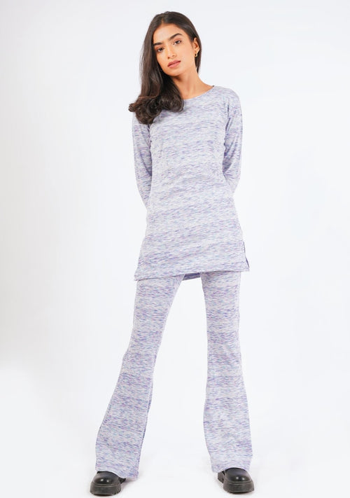 Nine90nine- Side Slit Knit Top - Blue White Candy Stripes (summer Knit)