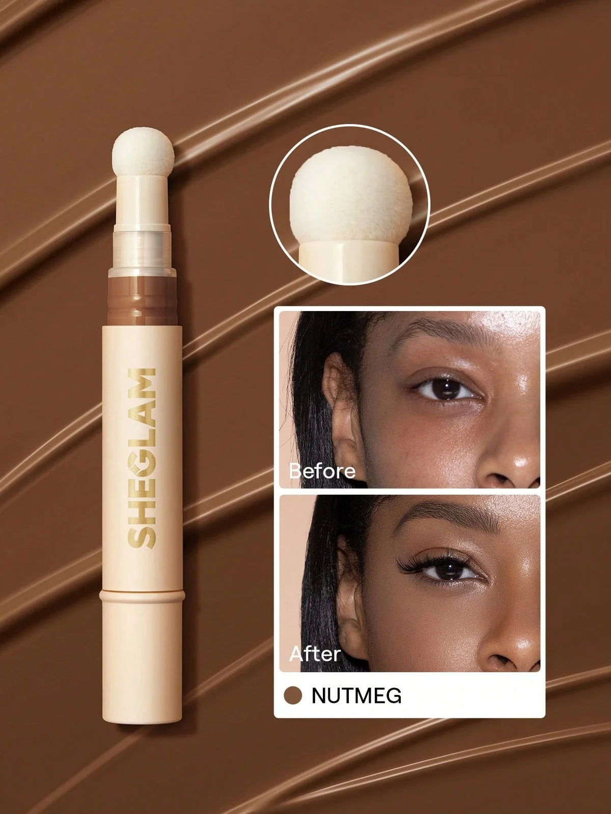 Shein Sheglam - Complexion Boost Concealer-nutmeg Sponge-head Applicator Matte Liquid Concealer