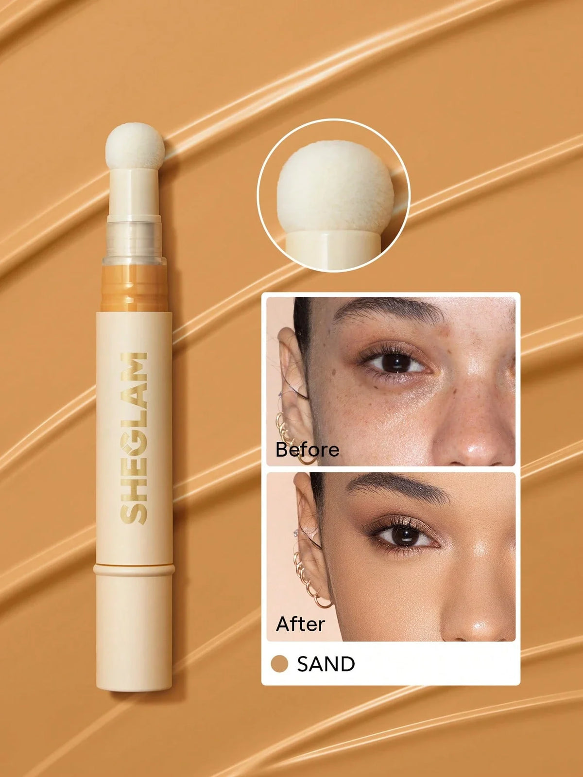 Shein Sheglam - Complexion Boost Concealer-sand Sponge-head Applicator Matte Liquid Concealer