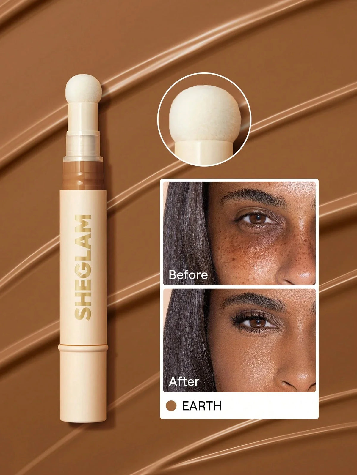 Shein Sheglam - Complexion Boost Concealer-earth Sponge-head Applicator Matte Liquid Concealer