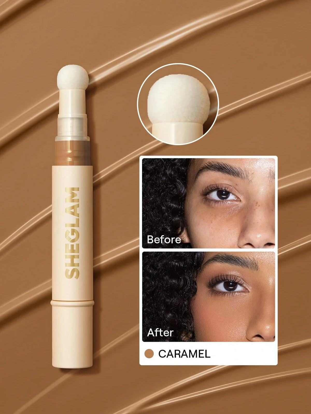 Shein Sheglam - Complexion Boost Concealer-caramel Sponge-head Applicator Matte Liquid Concealer