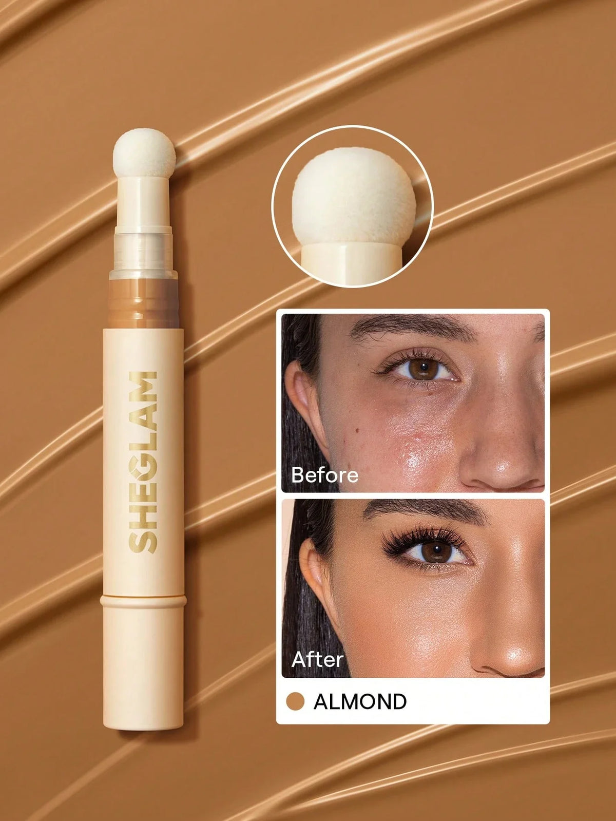 Shein Sheglam - Complexion Boost Concealer-almond Sponge-head Applicator Matte Liquid Concealer