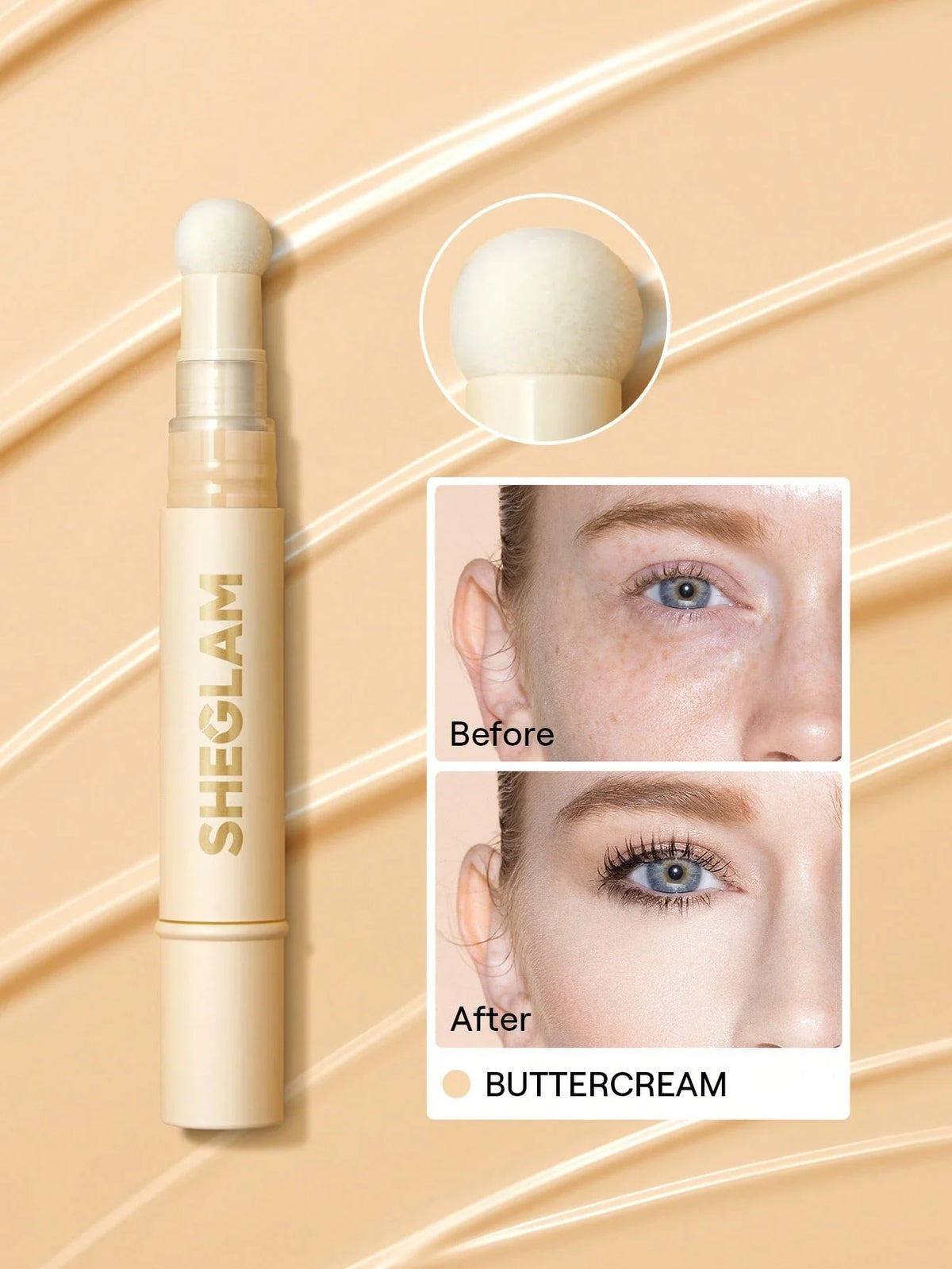 Shein Sheglam - Complexion Boost Concealer-buttercream Sponge-head Applicator Matte Liquid Concealer