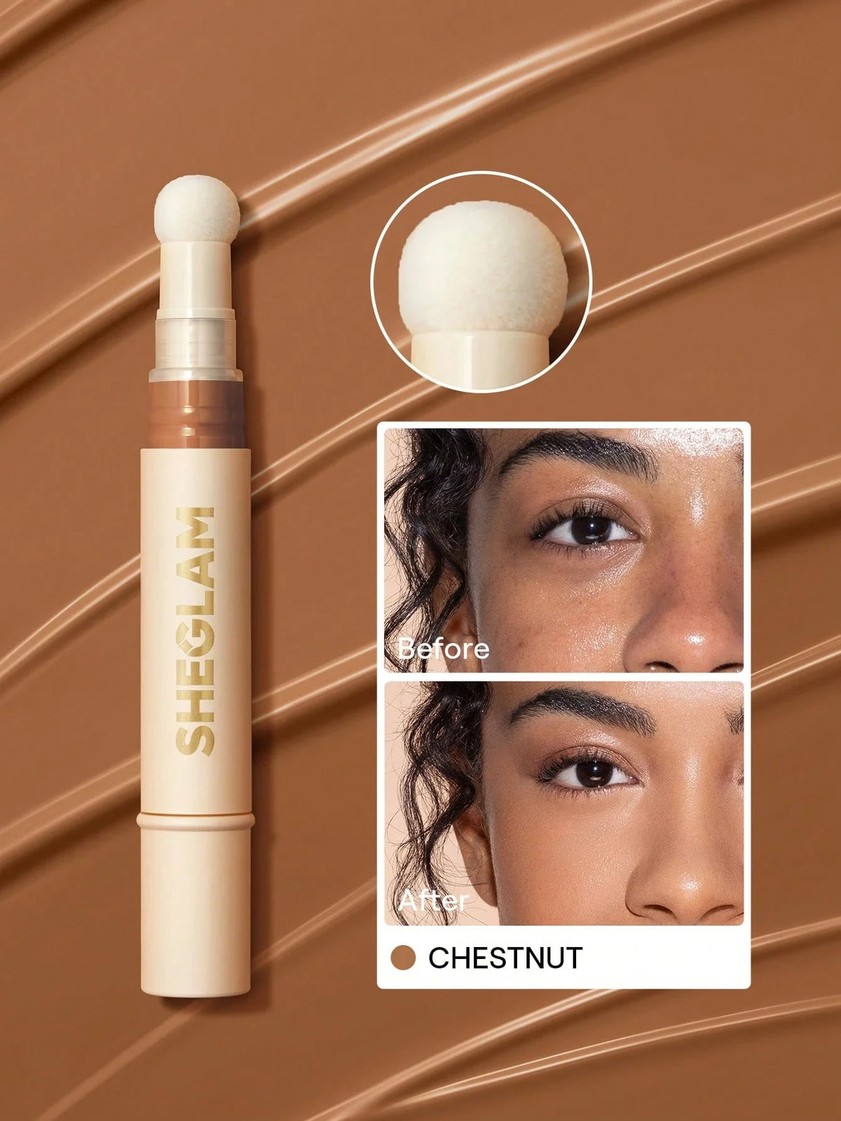 Shein Sheglam - Complexion Boost Concealer-chestnut Sponge-head Applicator Matte Liquid Concealer