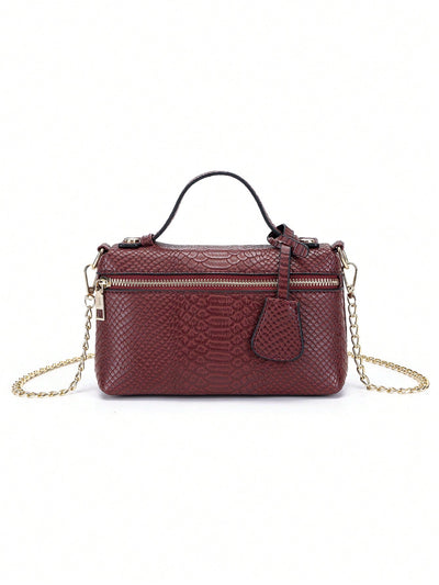 Shein - 1pc Snake Skin Texture Solid Color Minimalist Small Handbag