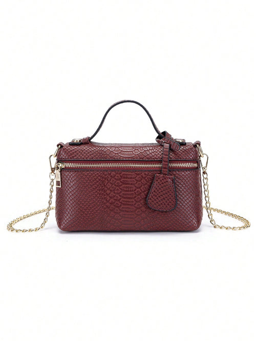 Shein - 1pc Snake Skin Texture Solid Color Minimalist Small Handbag