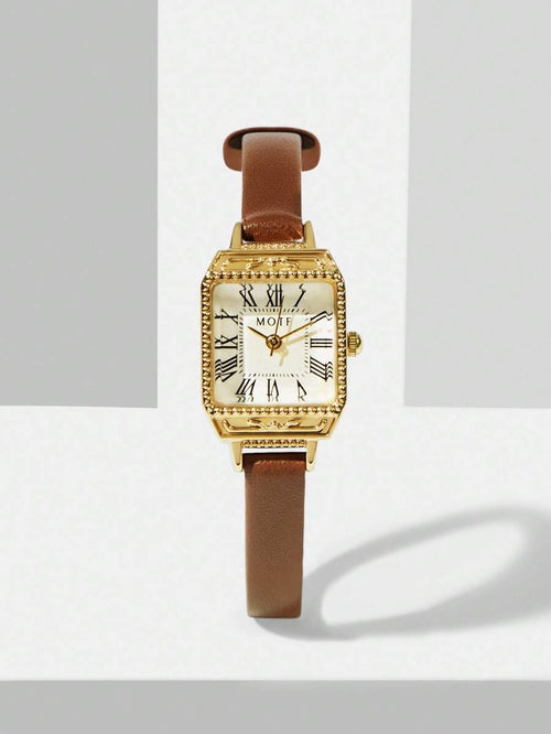 Shein - Motf Premium Engraved Gold-tone Roman Numeral Women's Watch