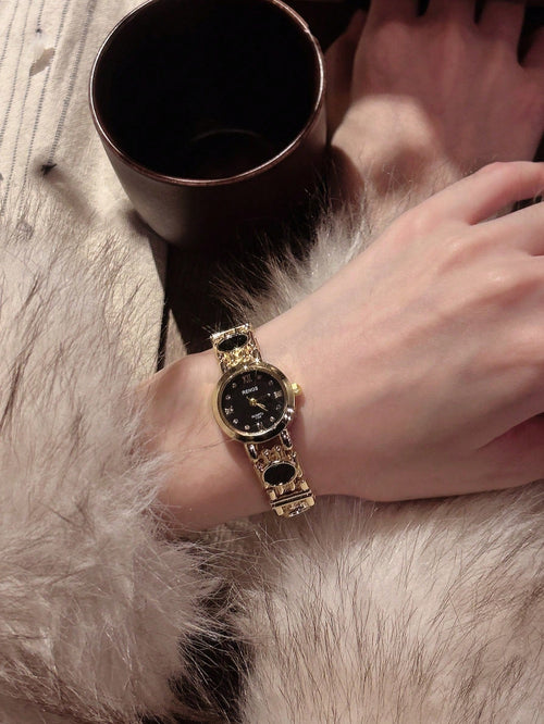 Shein - 1pc Vintage Round Women's Quartz Watch