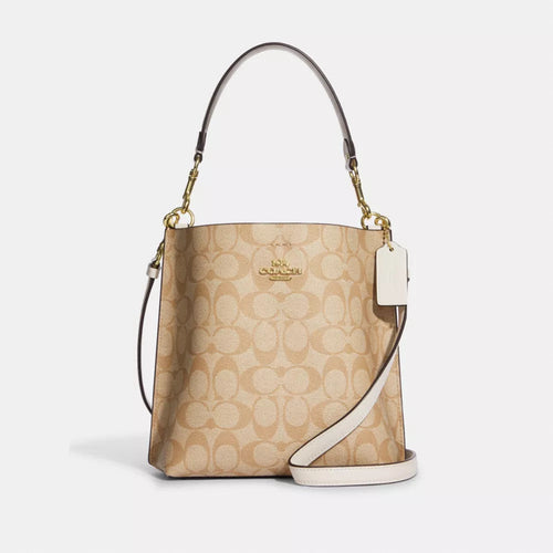 Coach - Mollie Bucket Bag 22 In Signature Canvas Gold/light Khaki Chalk