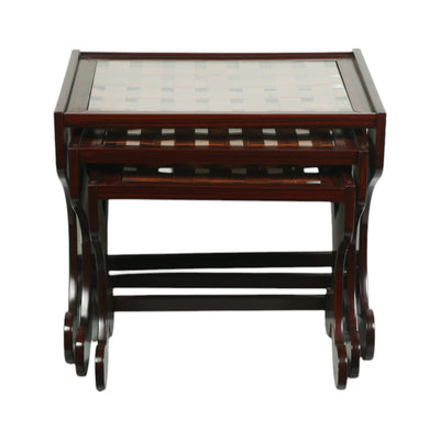 TABLE SET 3PC NET L-BROWN