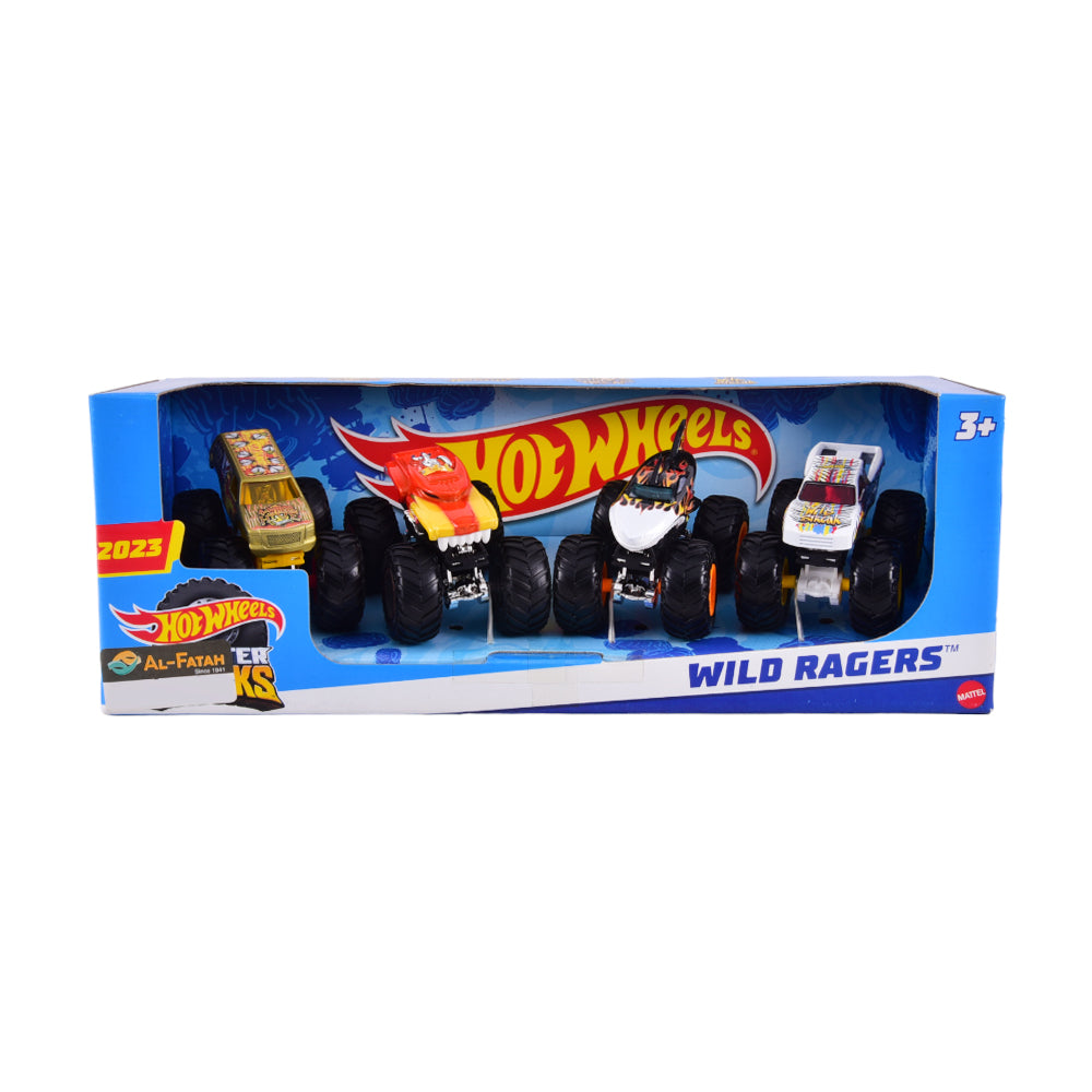 HLT73 HOT WHEEL MONSTER TRUCKS 4PC DINKEY SET A.I