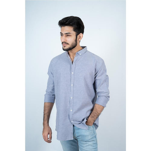 Vybe - Casual Solid Shirt- Slate Blue