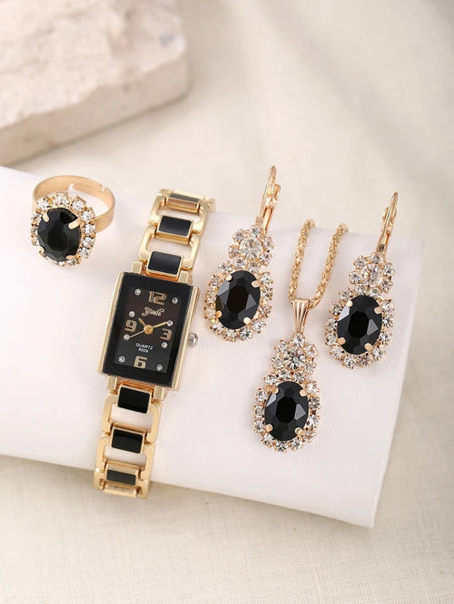 The Original - Ladies/women Watch Premium Bracelet Stainless Steel Inlaid Quartz Watches With Jewelry Gift Set Box
