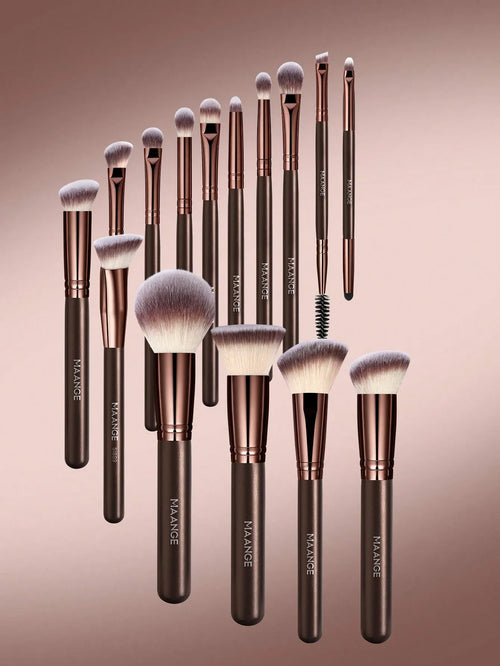 Shein - Maange 15pcs Professional Makeup Brush Set, Includes Makeup Bag
