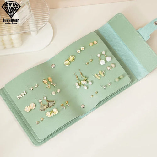 The Original Multi-layer Pu Leather Jewelry Storage Book Type Originizer Green
