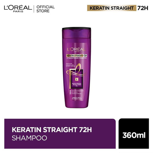L'oreal Paris- Elvive Keratin Straight 72h Shampoo 360 Ml - For Straight Smooth Hair