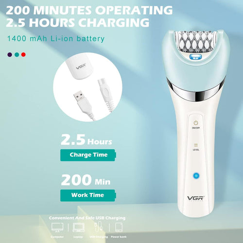 Vgr - V-703 Professional 5-in-1 Women Grooming Kit Shaver And Facial Massager & Body Massager Ipx 4 Fully Washable