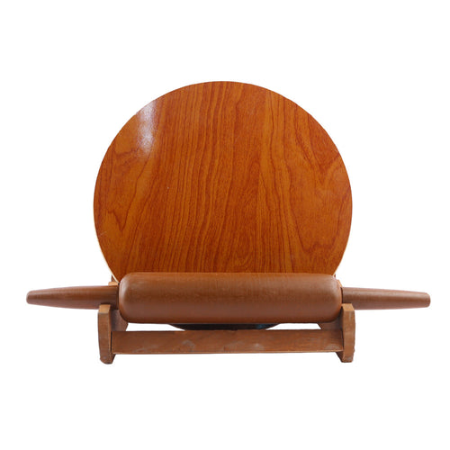 KITCHEN ROUND BOARD + PIN ROLLER BROWN