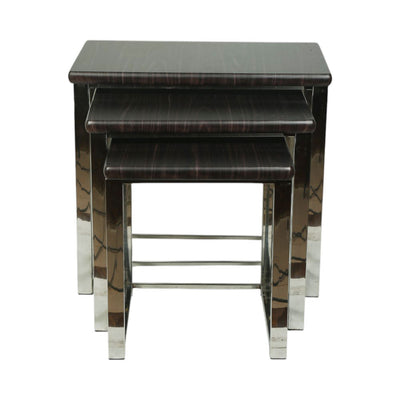 TABLE SET 3PC SS D/BROWN