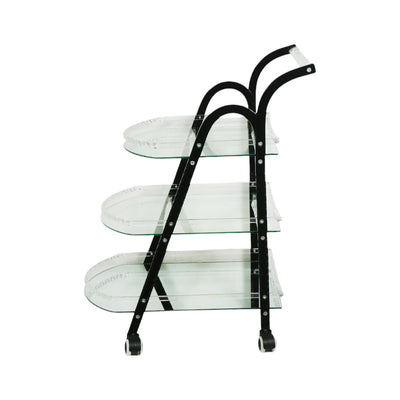 TEA TROLLEY ACRYLIC 3 SHELF 31 BLACK/WHITE