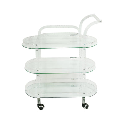 TEA TROLLEY ACRYLIC SQUARE 3 SHELF (W) 66 WHITE