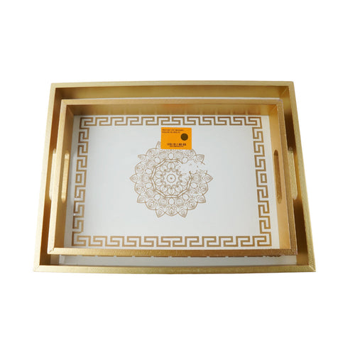 TRAY SET 2PC WOODEN SQUARE IR 2835-47