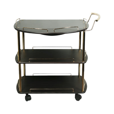 TEA TROLLEY FOLDING 3 SHELF D/BROWN GOLDEN