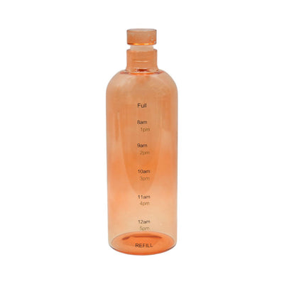 WATER BOTTLE GLASS TIME MARKER 1000 ML ORANGE