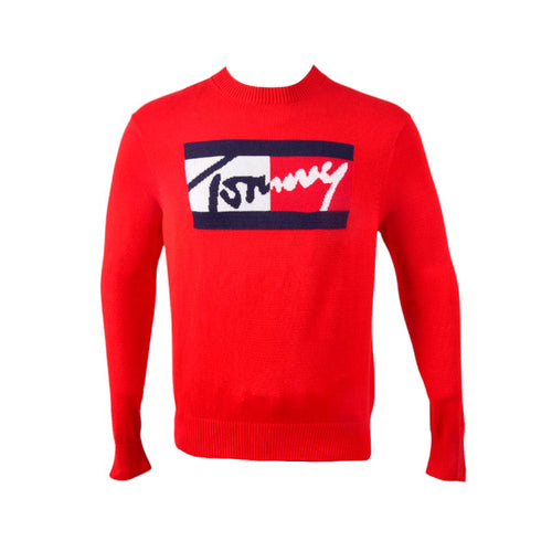 TH MEN L/S R-NECK SWEATER 78J6895-600 RED M (IR)