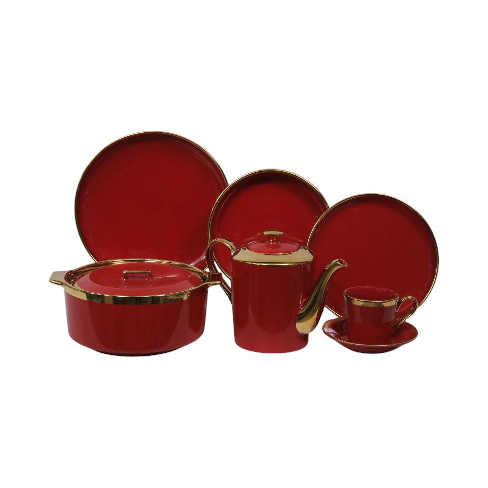 DINNER SET BONE CHINA 63PC HJD01ET RED