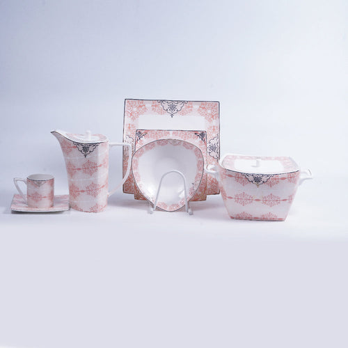 DINNER SET BONE CHINA 61PC SQUARE YG21035AT