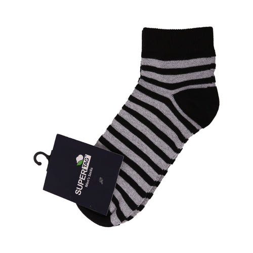 SUPER TAG ANKLE SOCKS BLACK & WHITE STRIPE 1PC HZ