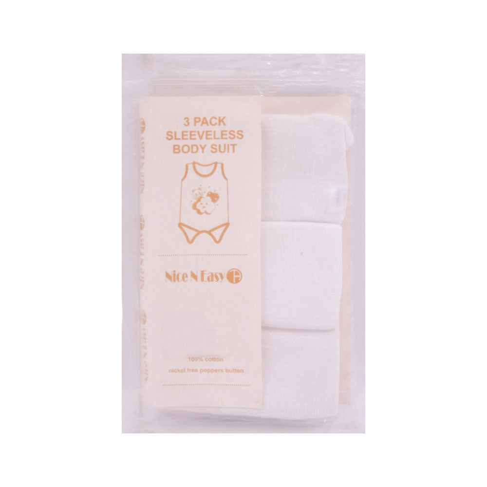 S/L BODY SUIT WHITE 3PC PACK NICE & EASY N.B MW-22 HC-013